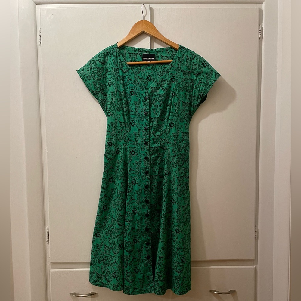 Nooworks Big Cats fit and flare dress- size S